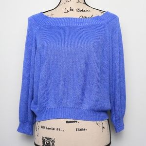Don't Ask Why Women One Size Italy Periwinkle Boat Neck Modal Blend Crop Sweater